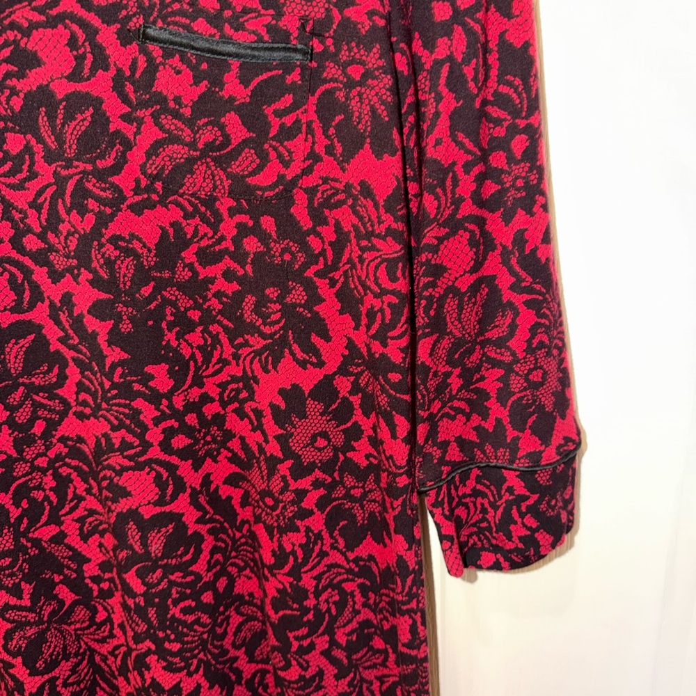 Soma Red and Black Damask Floral 3/4 Length Sleeve Shift Dress - Picture 5 of 14